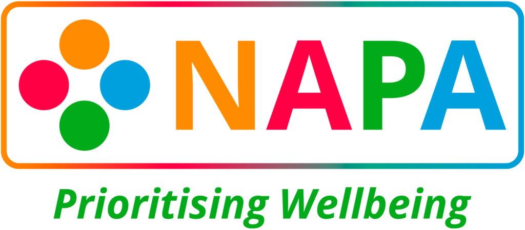 Napa logo reads - NAPA prioritising Wellbeing 